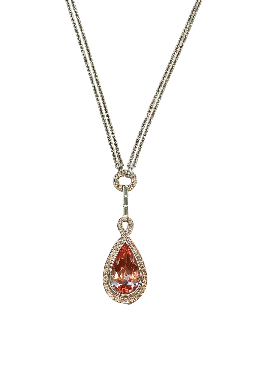 Morganite & Diamond Teardrop Pendant