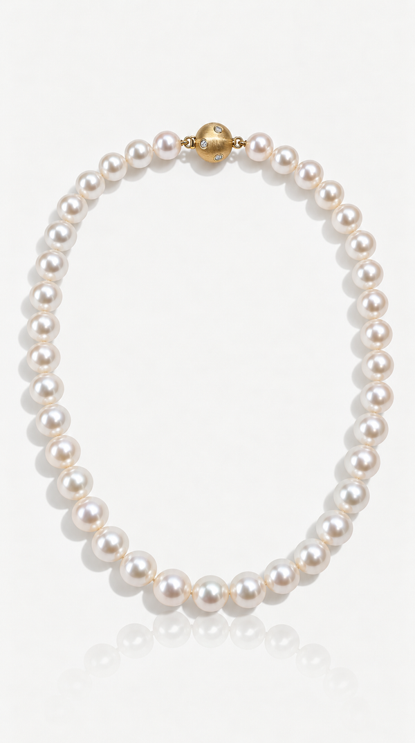 South Sea Pearl Strand Necklace, Graduated 9–12 mm – front view