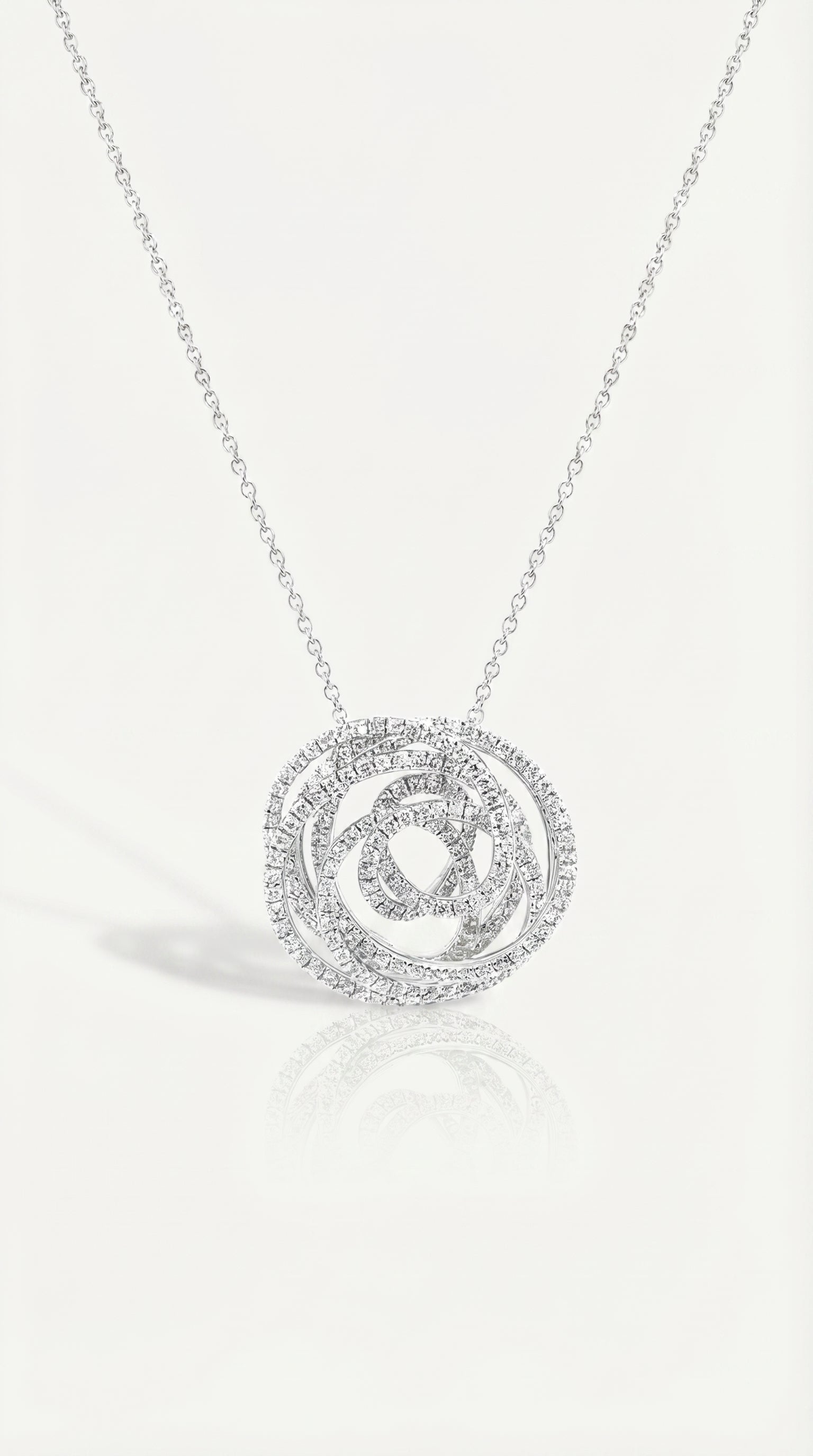 White Gold Diamond Swirl Pendant