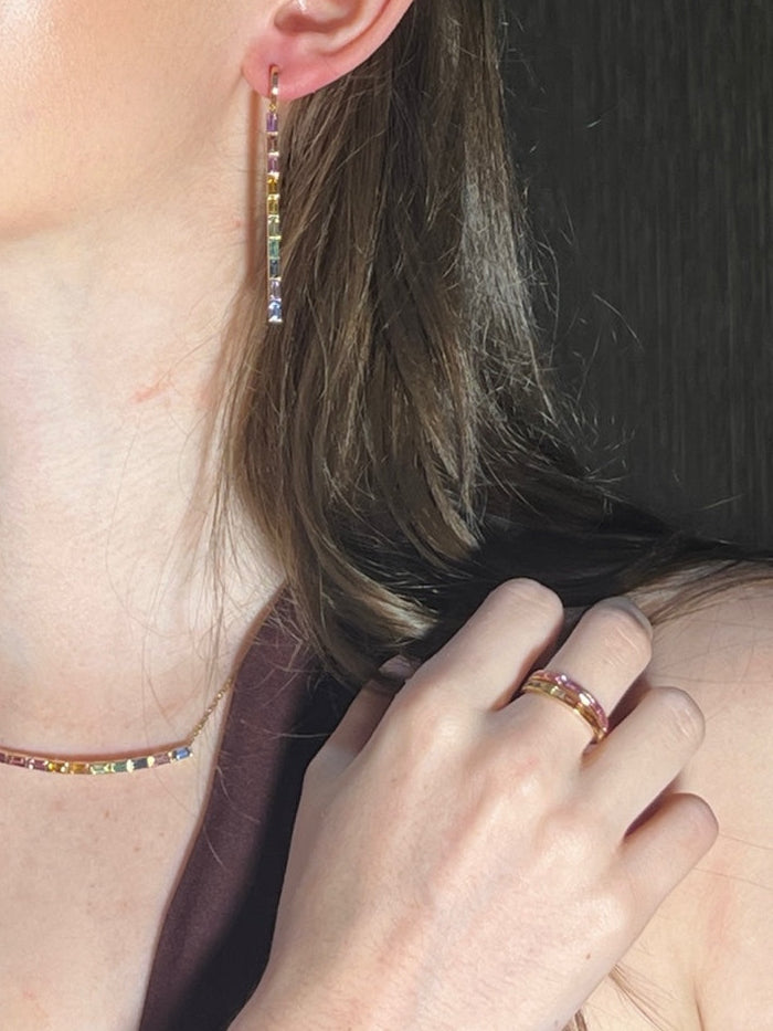 Rainbow - White Gold Channel Pink Sapphire Baguette Ring