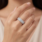 Wedding Band - Wide White Gold Claw Set Diamond Band with Round, view 2 — Levendi Jewellers