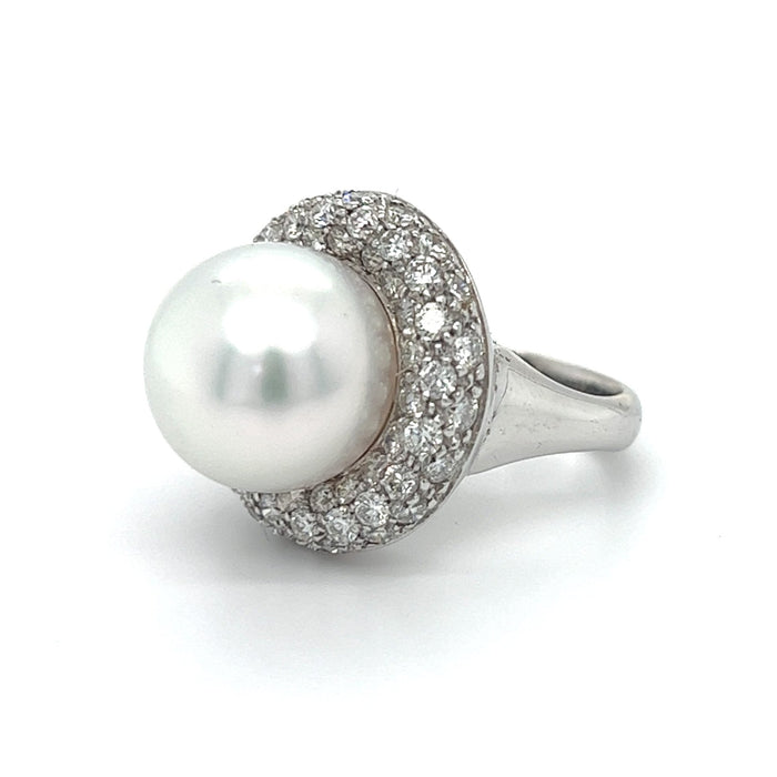 Pearl Diamond Cushion Ring