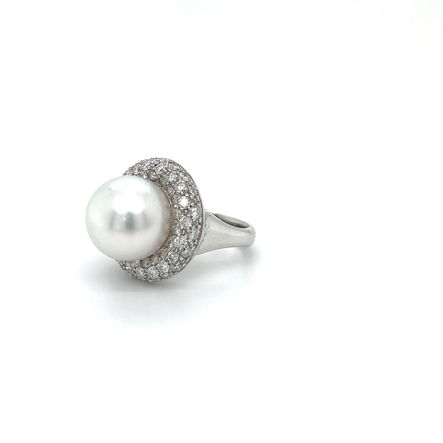 Pearl Diamond Cushion Ring