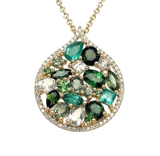 Emerald Gemstone Cluster Necklace