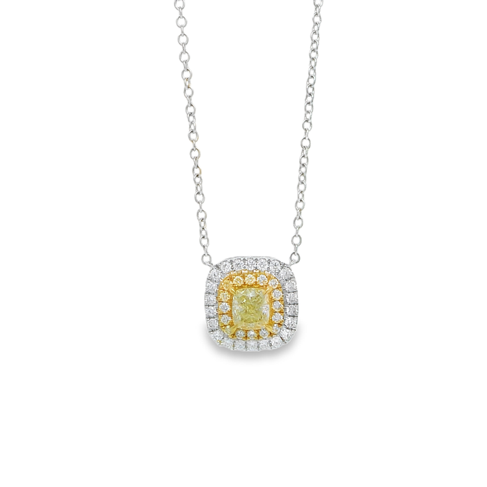 Soleil - Yellow Diamond Double Halo Pendant