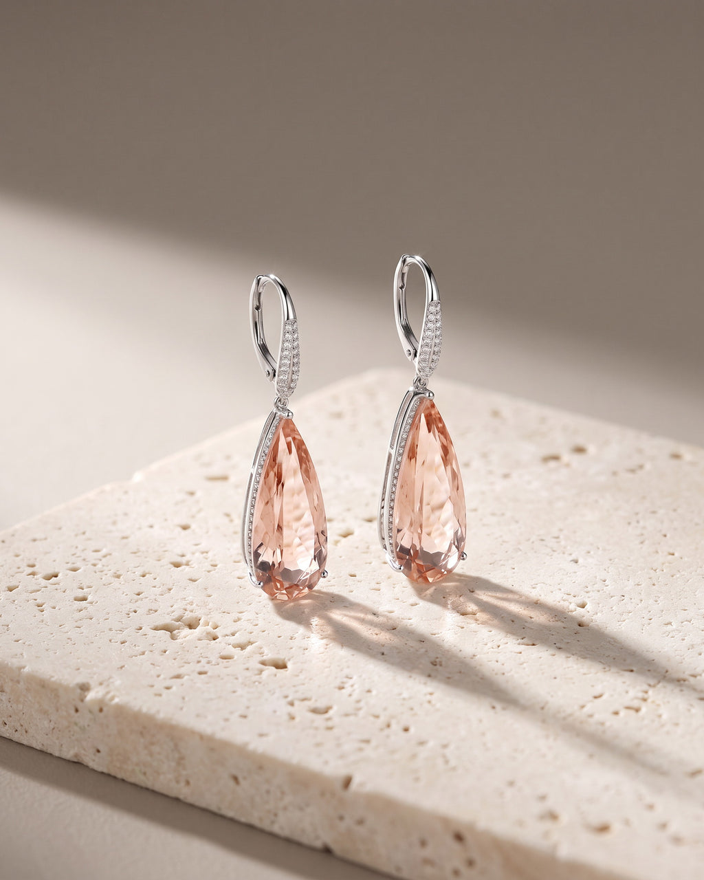 MORGANITE & DIAMOND DROP EARRINGS — Levendi Jewellers