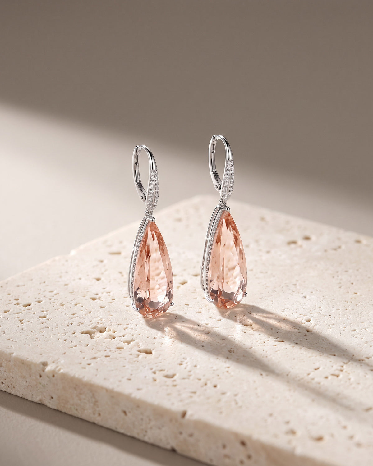 MORGANITE & DIAMOND DROP EARRINGS — Levendi Jewellers