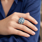 London Blue Topaz & Diamond Ring, view 2 — Levendi Jewellers