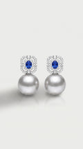 South Sea Pearl Sapphire & Diamond Drop Earrings