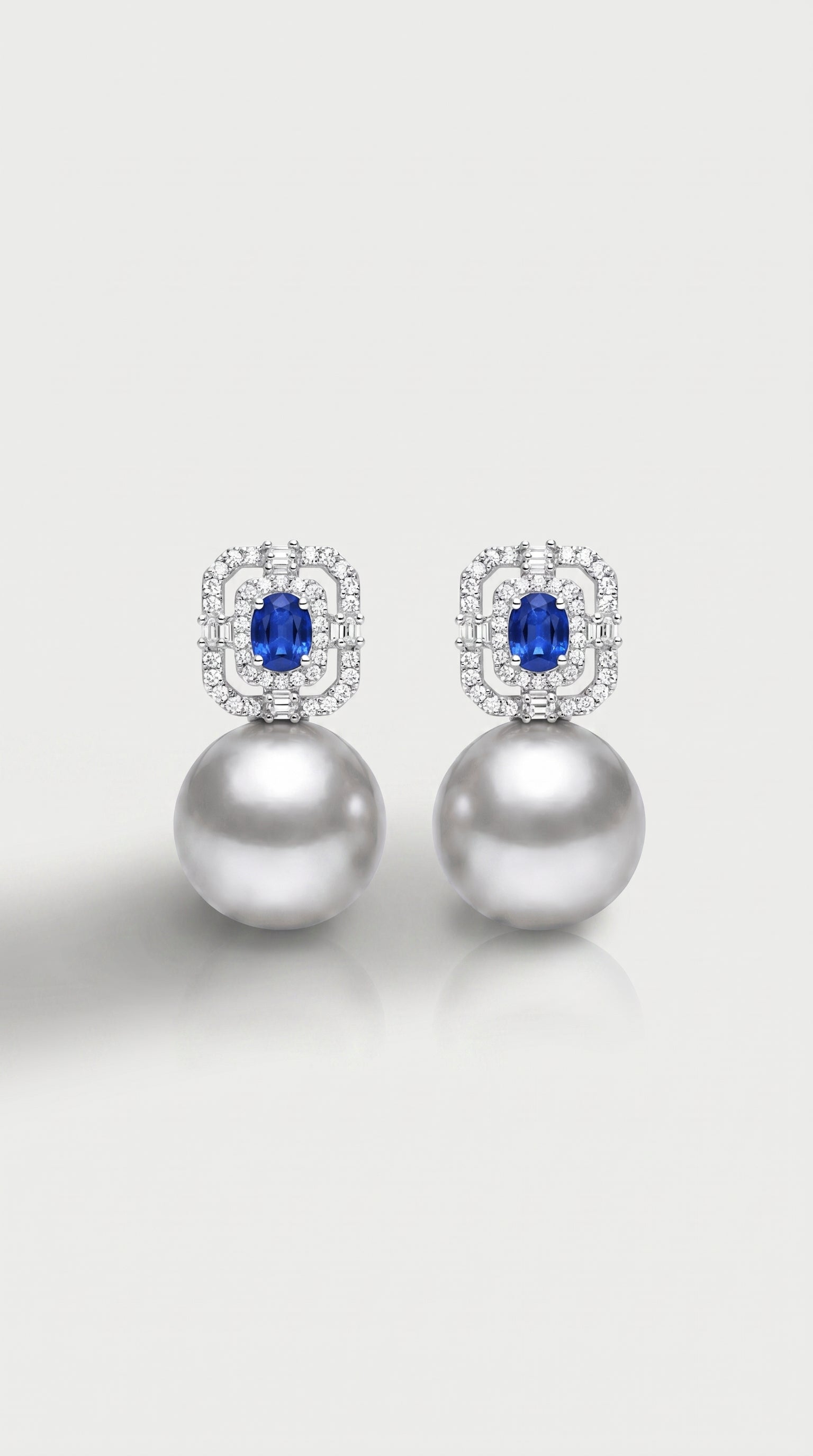 South Sea Pearl Sapphire & Diamond Drop Earrings