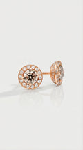 Fancy Cognac Diamond Hidden Halo Earrings