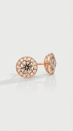 Fancy Cognac Diamond Hidden Halo Earrings — Levendi Jewellers