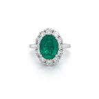 The Majesty Athena - Green Emerald Diamonds Halo — Levendi Jewellers