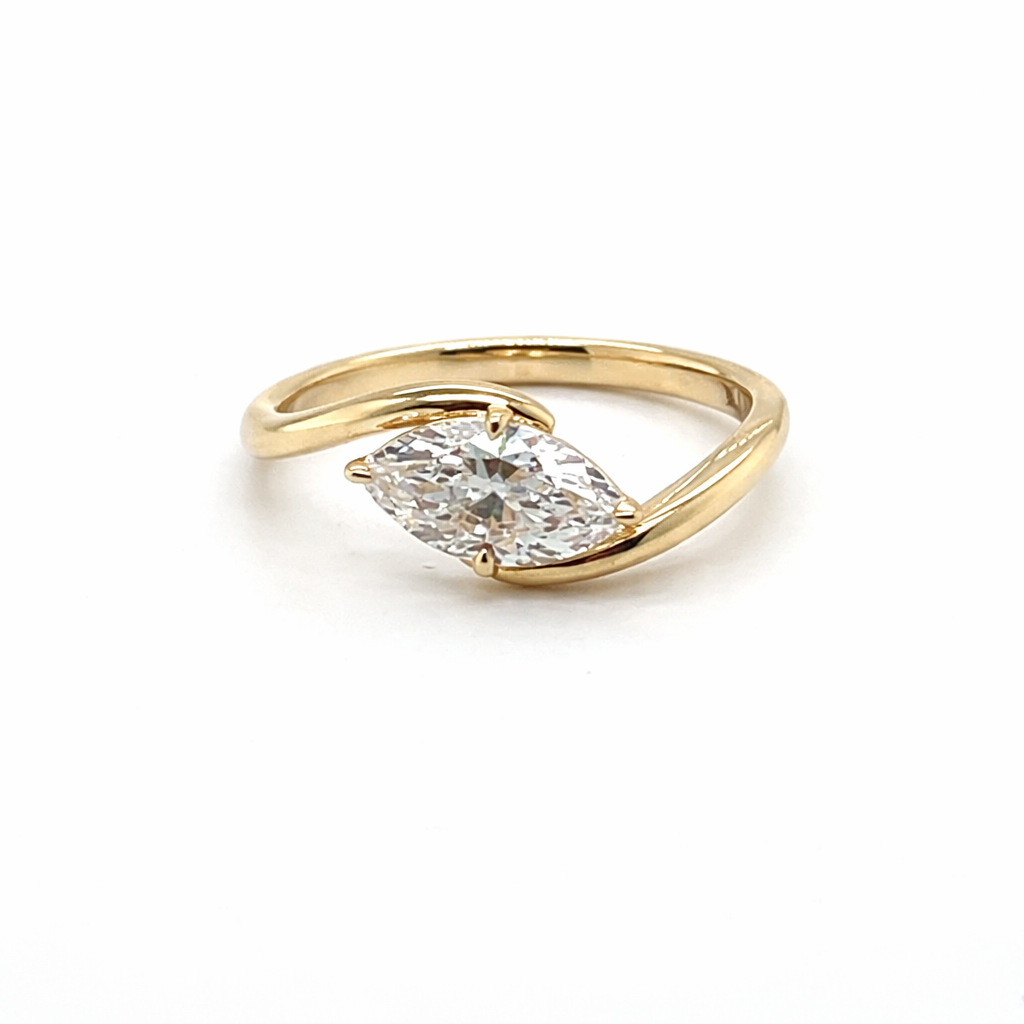 Levendi Wave of Love - East West Marquise Diamond Engagement Ring