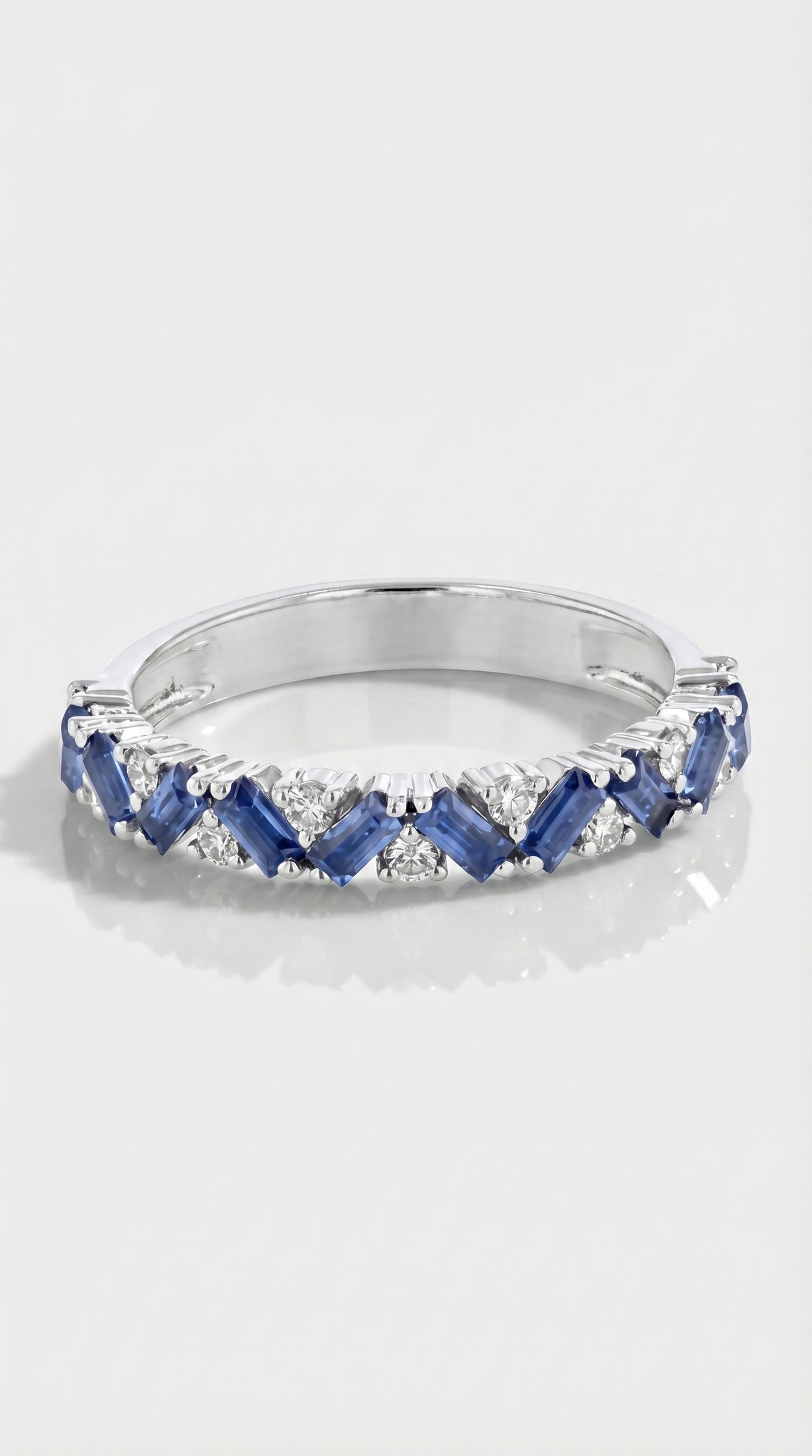 Rainbow - Petite Baguette Blue Sapphire Band — Levendi Jewellers