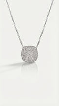 White Gold Covered Square Diamond Pendant