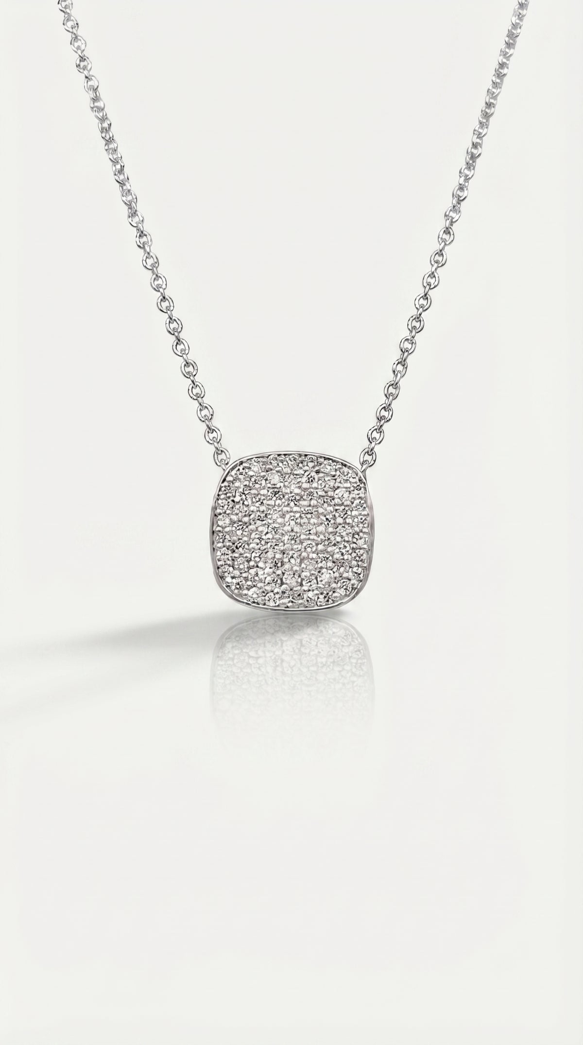 White Gold Covered Square Diamond Pendant — Levendi Jewellers