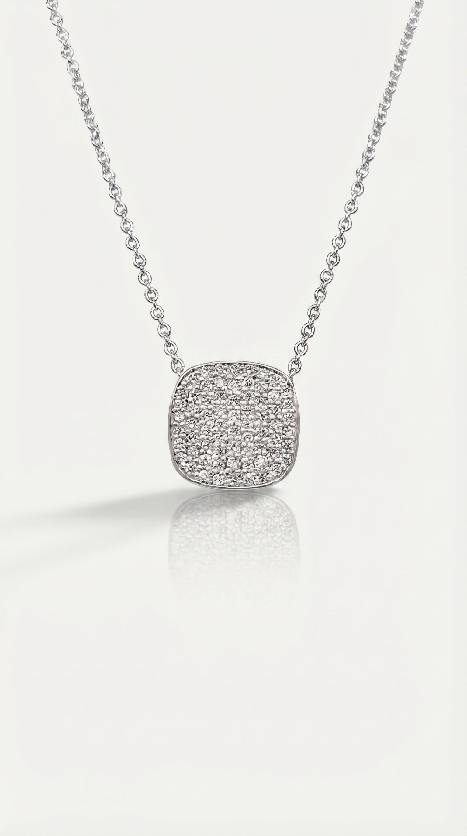 White Gold Covered Square Diamond Pendant
