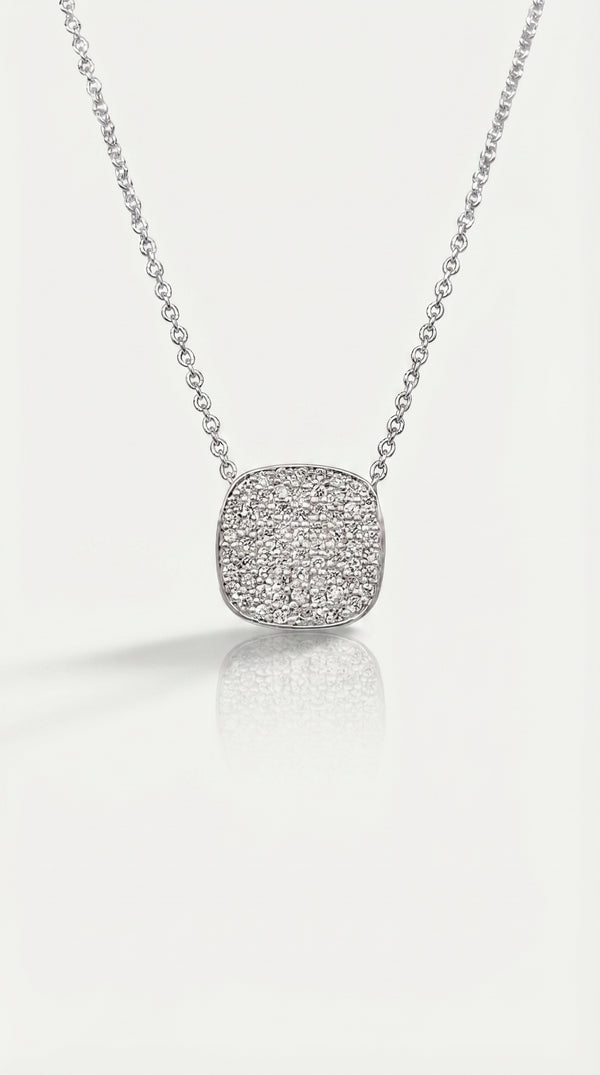 White Gold Covered Square Diamond Pendant — Levendi Jewellers
