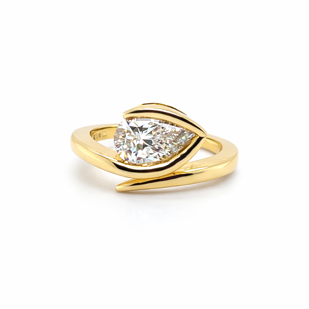 Levendi Wave of Love - East West Pear Engagement Ring