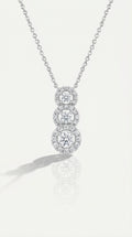 White Gold Diamond 3 Halo Necklace