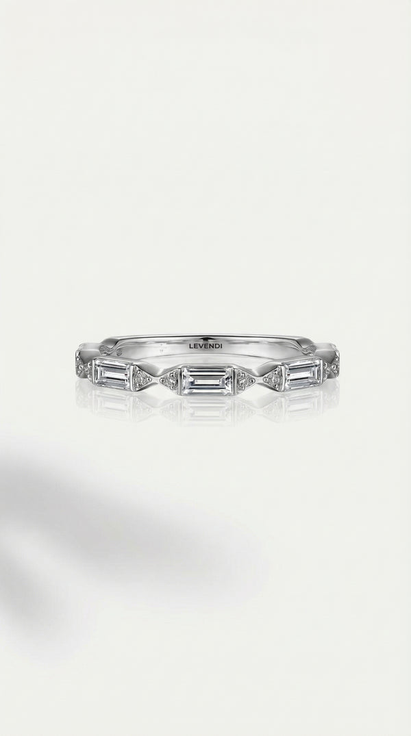 Wedding Band - Rows Baguette & Round Brilliant Cut Diamonds. — Levendi Jewellers