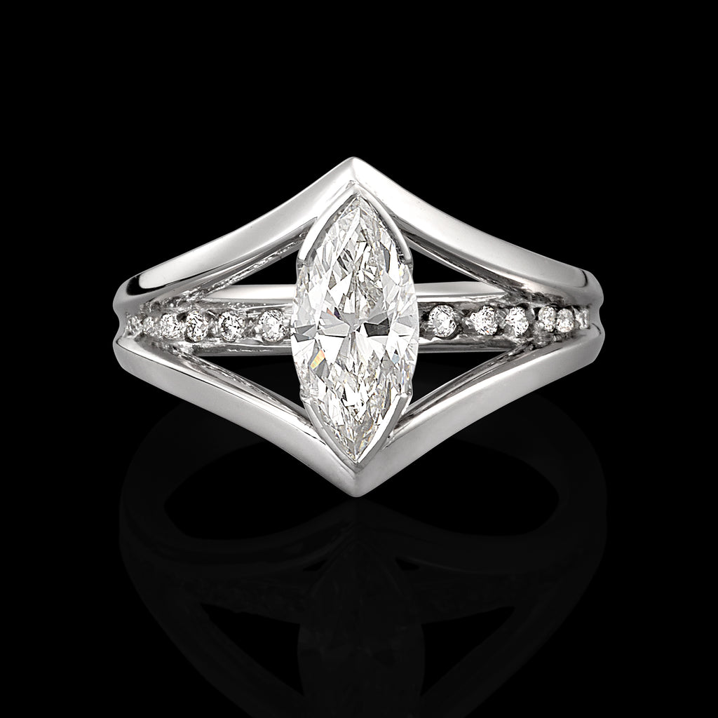 The Ellipse - Marquise Diamond Ring, view 2 — Levendi Jewellers