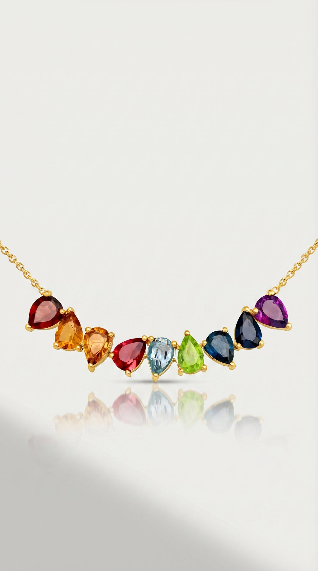 Rainbow - Gemstones Pear Shape Necklace — Levendi Jewellers