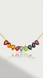 Rainbow - Gemstones Pear Shape Necklace — Levendi Jewellers