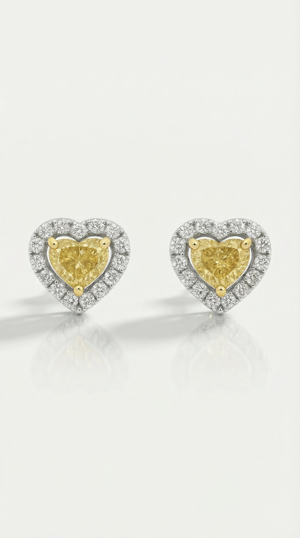 Amour - Yellow Diamond Heart Shape Studs Earrings — Levendi Jewellers