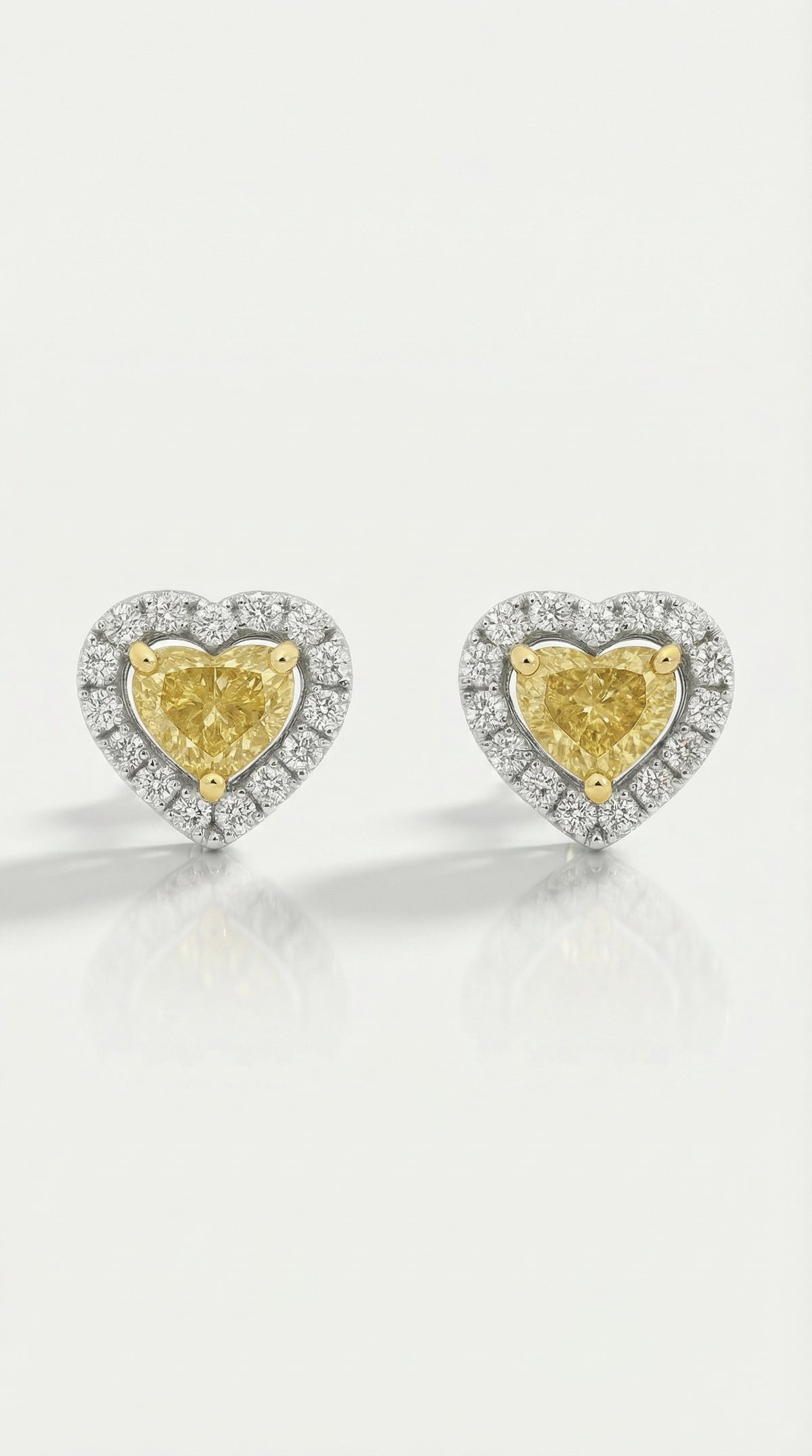 Amour - Yellow Diamond Heart Shape Studs Earrings — Levendi Jewellers