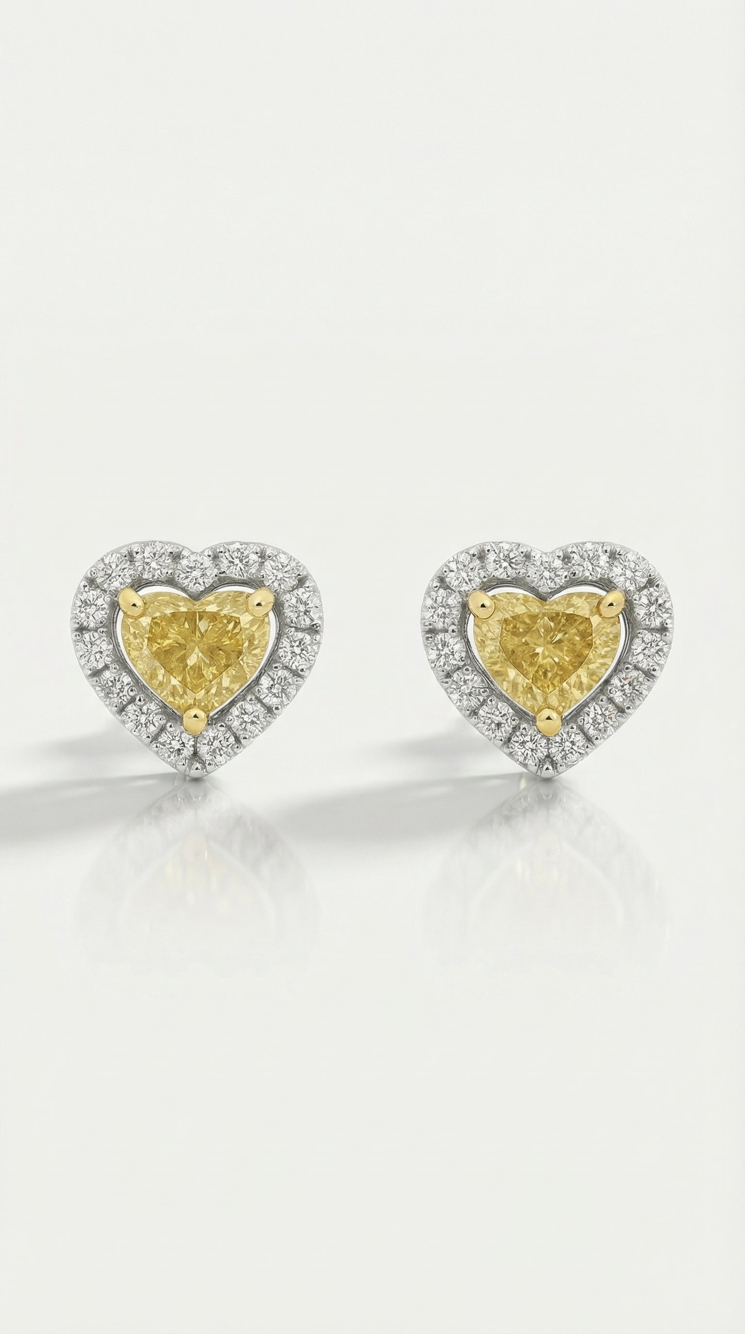 Amour - Yellow Diamond Heart Shape Studs Earrings