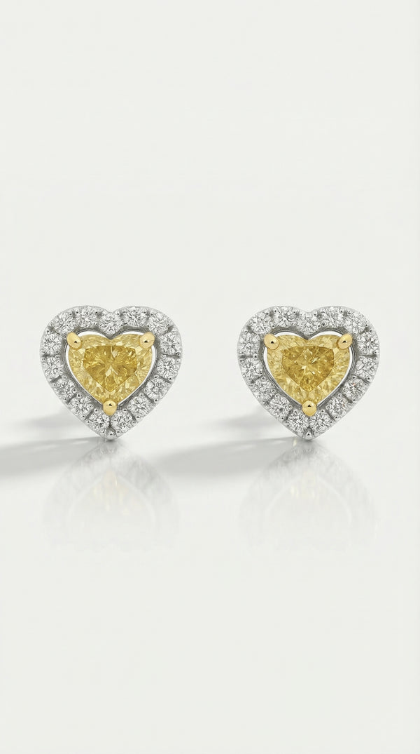 Amour - Yellow Diamond Heart Shape Studs Earrings — Levendi Jewellers