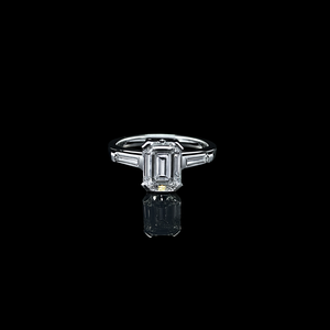Trilogy Emerald Cut 3.08 CT Engagement Ring - Natural