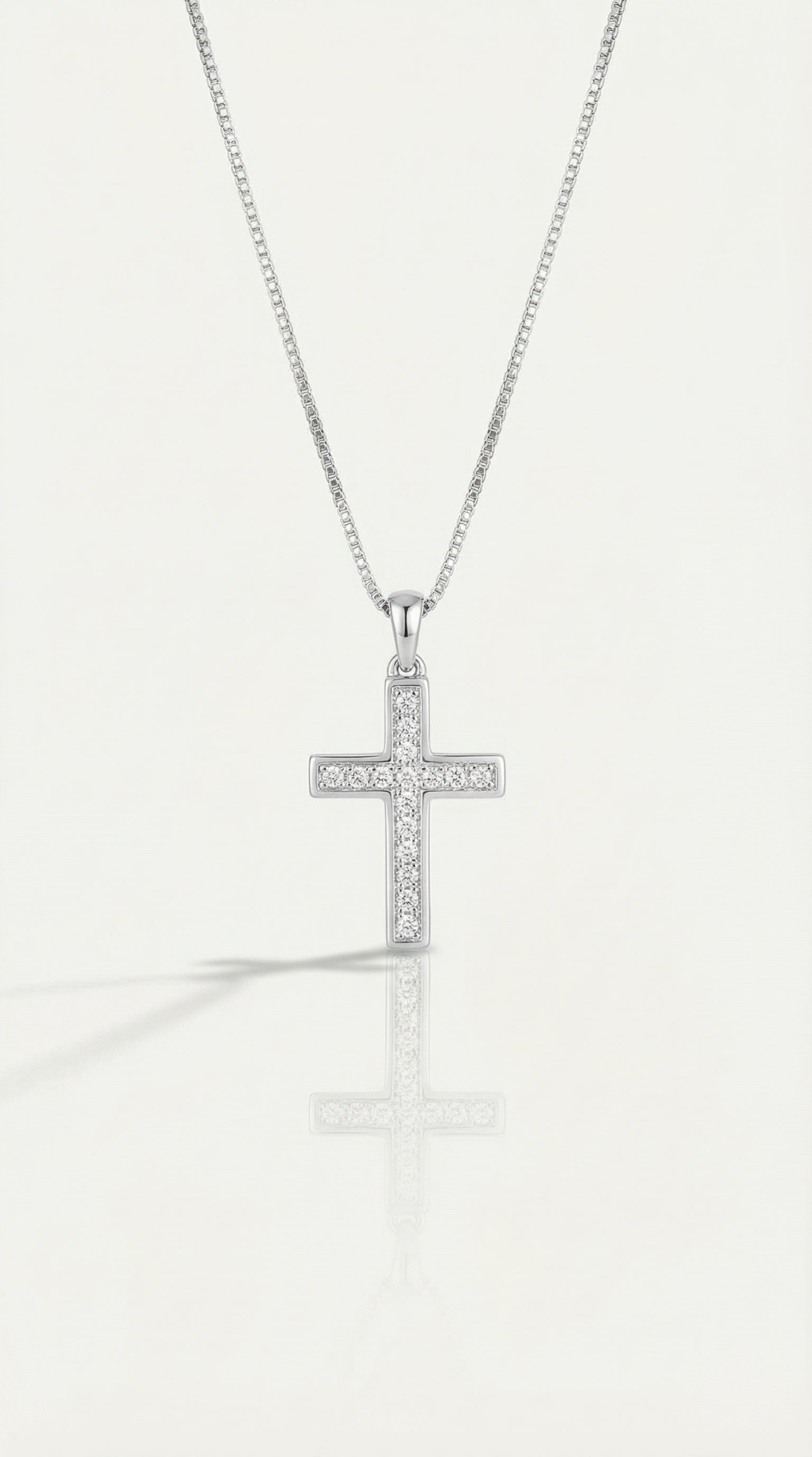 Myrella - Small White Gold Cross and Full Pave Diamonds