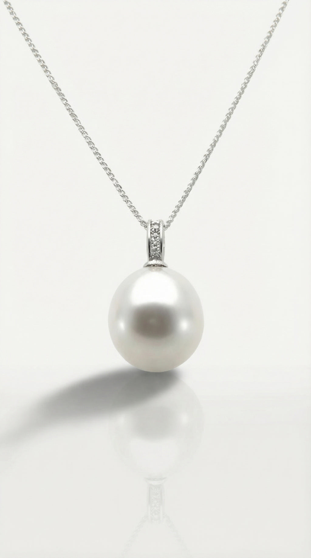Australian South Sea Pearl - Round 12mm Diamonds Bail Pendant — Levendi Jewellers