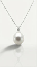 Australian South Sea Pearl - Round 12mm Diamonds Bail Pendant — Levendi Jewellers