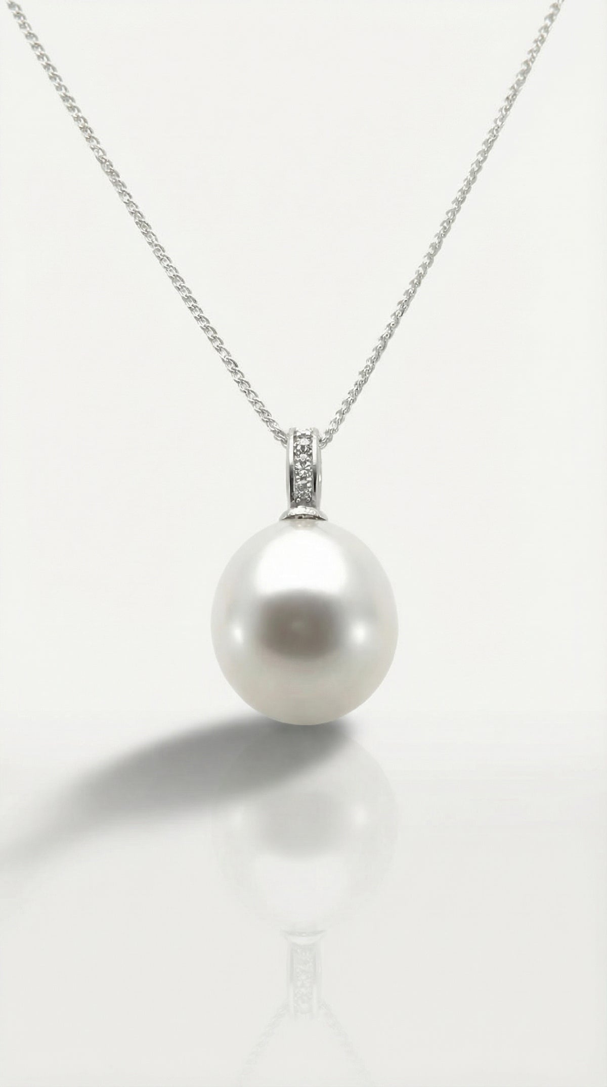 Australian South Sea Pearl - Round 12mm Diamonds Bail Pendant — Levendi Jewellers