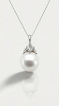 Australian South Sea Pearl - Oval 15 mm Petal Diamonds Bail