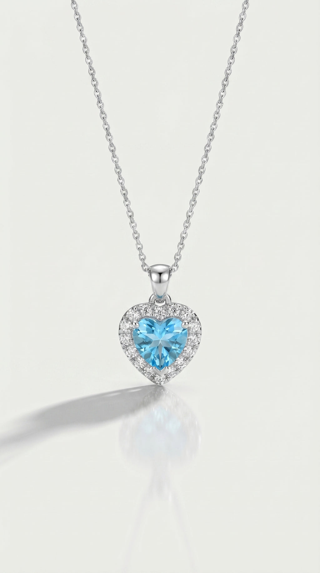 Classic - Heart Aquamarine Halo Diamond Pendant — Levendi Jewellers