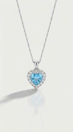 Classic - Heart Aquamarine Halo Diamond Pendant — Levendi Jewellers