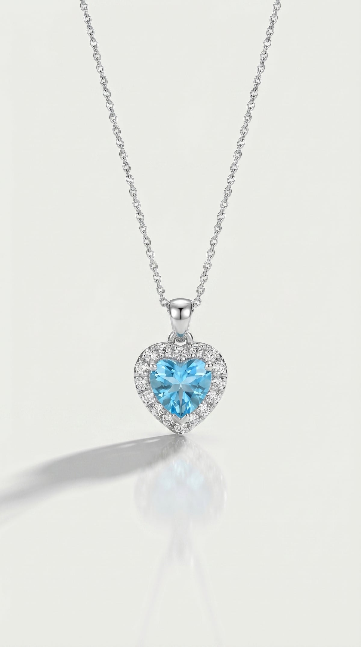 Classic - Heart Aquamarine Halo Diamond Pendant — Levendi Jewellers