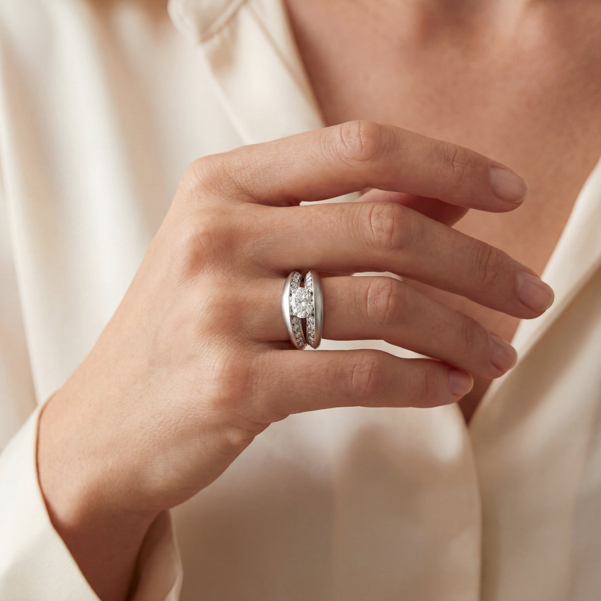 The Oyster Design Award Winning Diamond Ring, view 2 — Levendi Jewellers