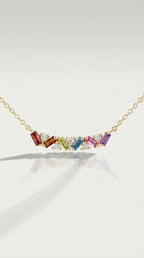Rainbow - Petite Baguette Multi Gemstones Pendant — Levendi Jewellers