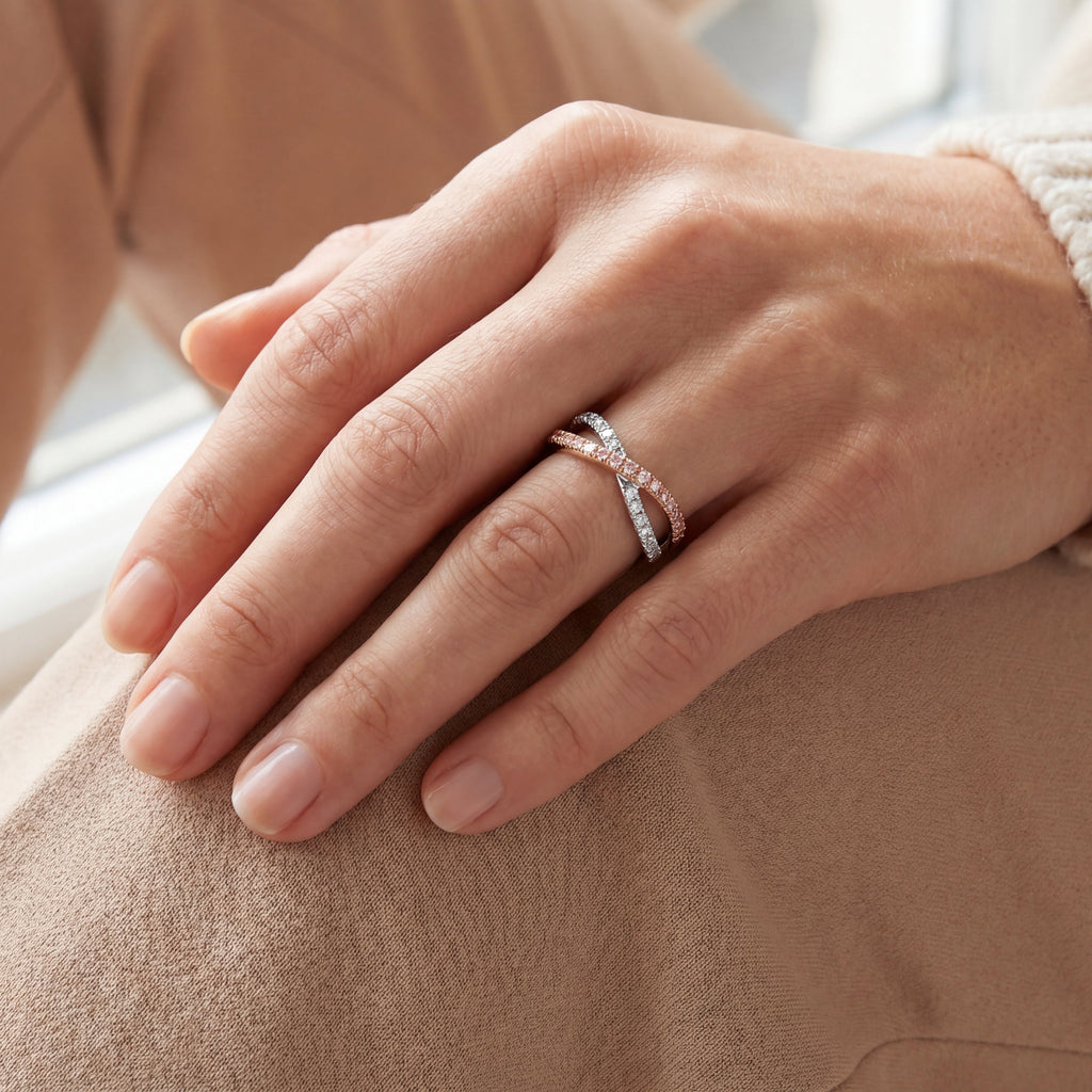 Argyle Essence - Elyra Diamonds Crossover Ring, view 2 — Levendi Jewellers