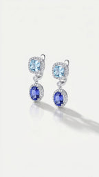 Aquamarine & Tanzanite Drop Earrings — Levendi Jewellers