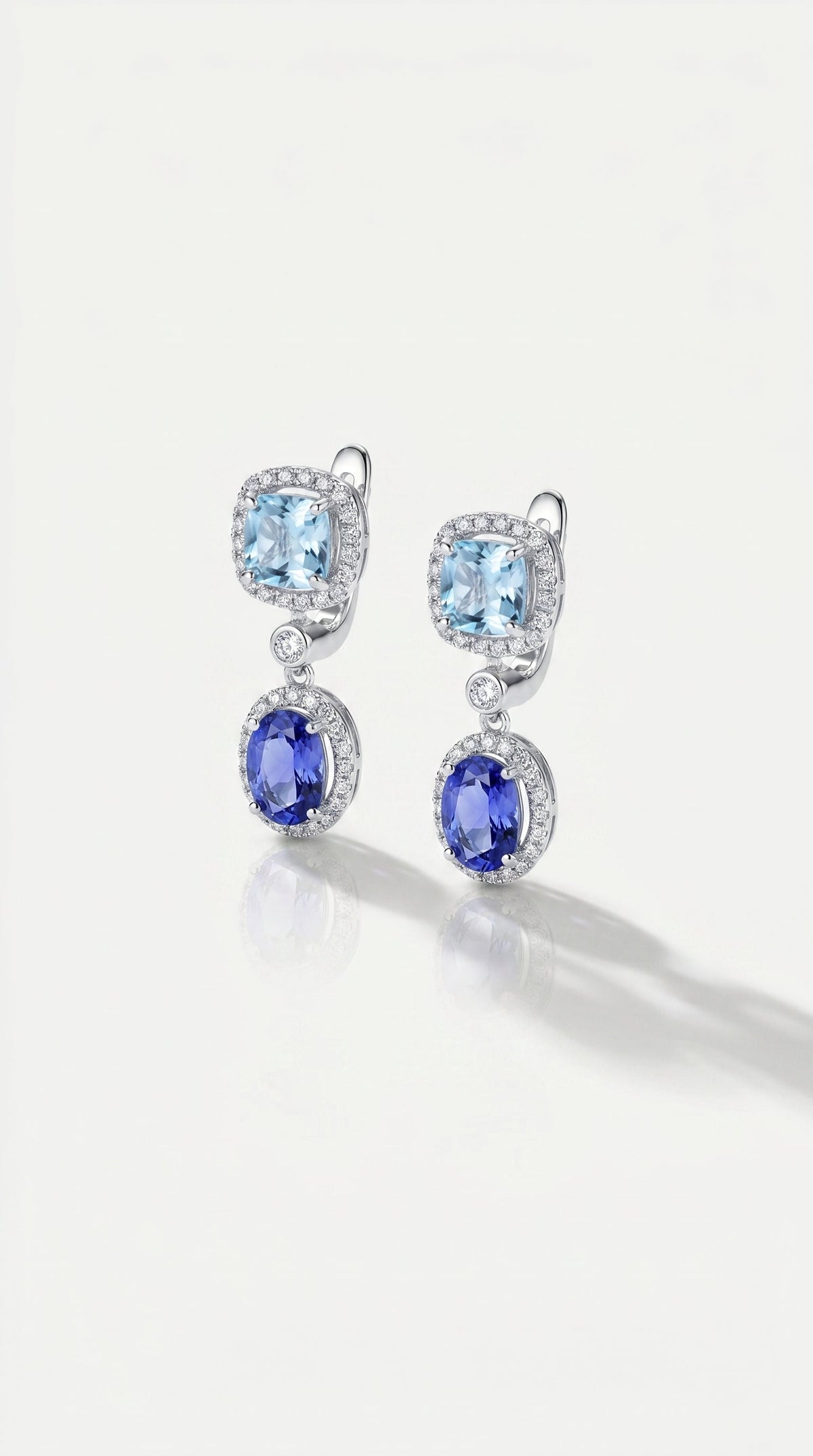 Aquamarine & Tanzanite Drop Earrings — Levendi Jewellers