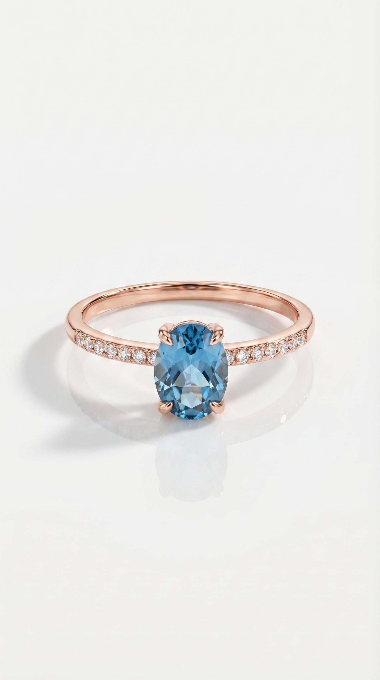 Rainbow  Blue Topaz & Diamond Fine Ring