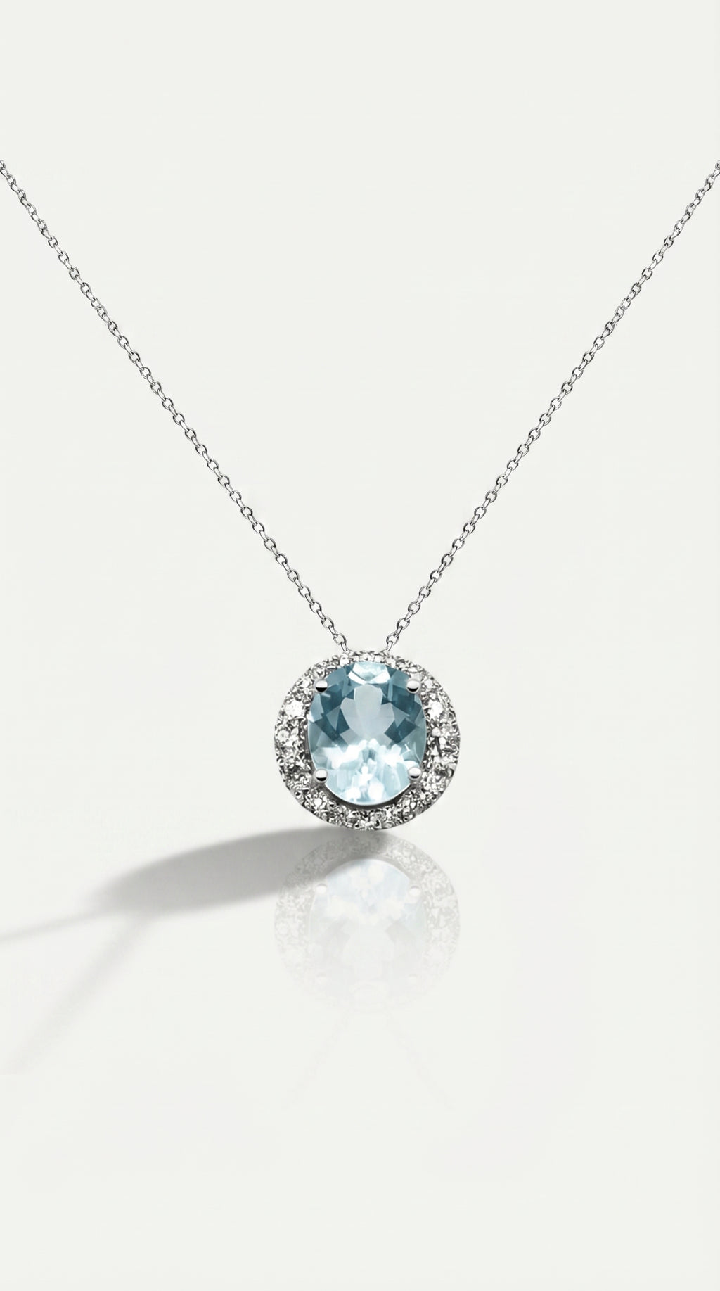 Classic - Aquamarine Halo Pendant — Levendi Jewellers