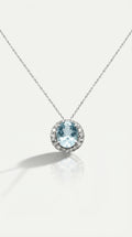 Classic - Aquamarine Halo Pendant